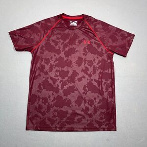 Under Armour Shirt Men Small Burgundy Snake Print Loose‎ Heatgear Activewear Gym